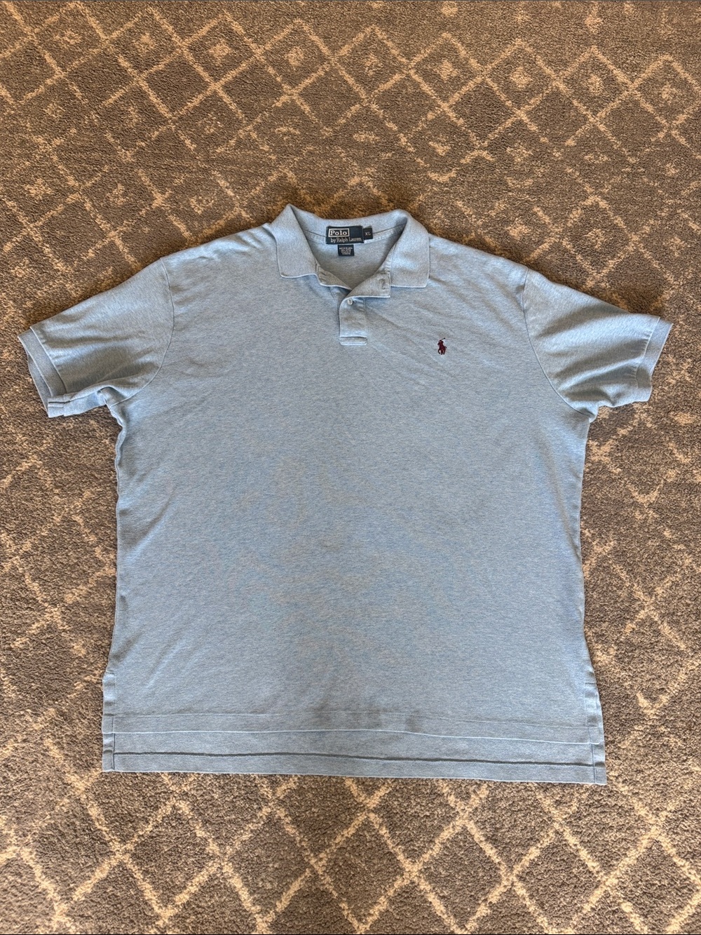 Polo by Ralph Lauren Sky Blue Cotton Polo with Embroidered Maroon Pony